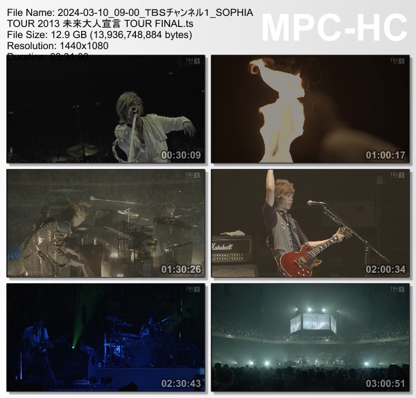 [TV-Variety] SOPHIA TOUR 2013 “未来大人宣言” TOUR FINAL (TBS Channel 1 2024.03.10)