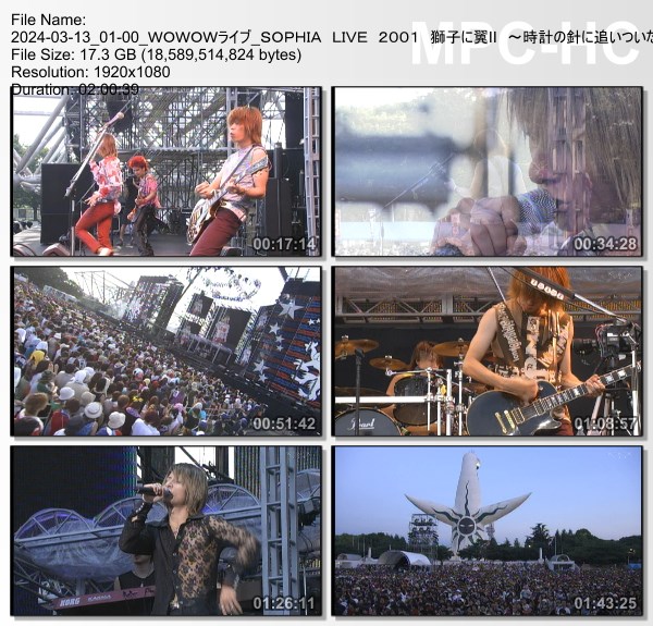 [TV-Variety] SOPHIA LIVE 2001 獅子に翼Ⅱ ~時計の針に追いついたチンパンジー~ (WOWOW Live 2024.03.13)
