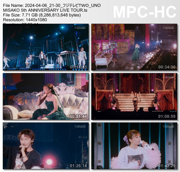 [TV-Variety] 宇野実彩子 – UNO MISAKO 5th ANNIVERSARY LIVE TOUR －PEARL LOVE－(FujiTV TWO 2024.04.06)