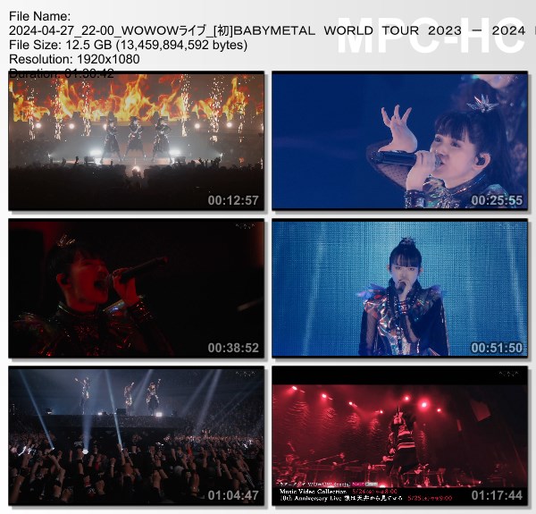 [TV-Variety] ベビーメタル – BABYMETAL WORLD TOUR 2023 – 2024 LEGEND – MM 21 NIGHT (WOWOW Live 2024.04.27)