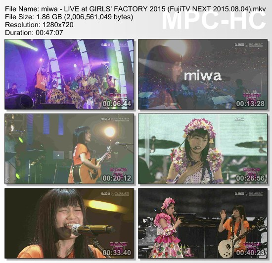 [TV-Variety] miwa – LIVE at GIRLS’ FACTORY 2015 (FujiTV NEXT 2015.08.04)